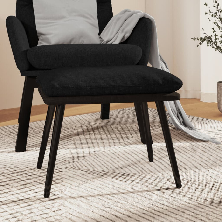 vidaXL Voetenbank 45x29,5x35 cm stof en kunstleer zwart vidaXL Voetenbank 45x29,5x35 cm stof en kunstleer zwart afbeelding 1