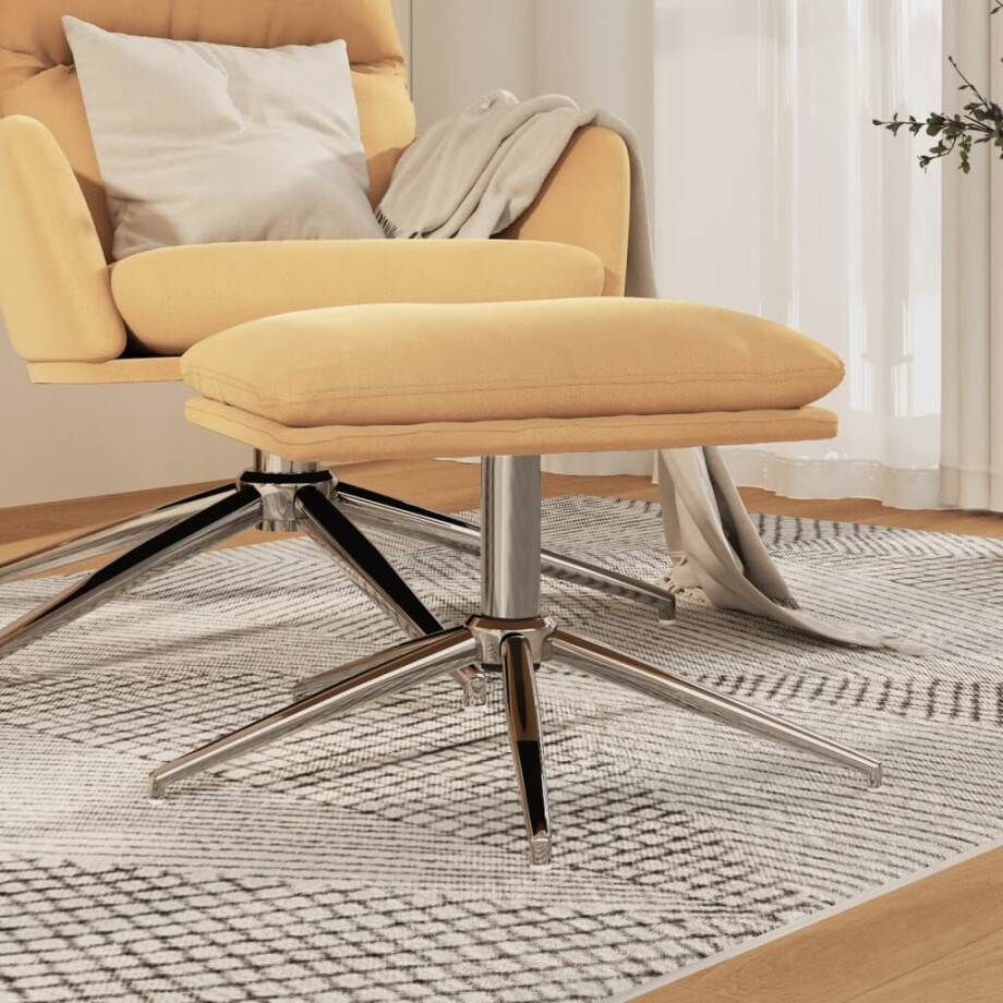 vidaXL Voetenbank 60x60x35 cm microvezelstof crèmekleurig afbeelding 1