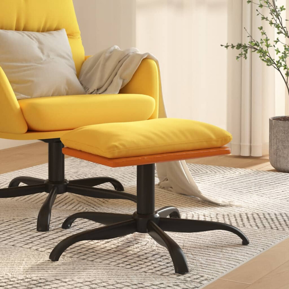 vidaXL Voetenbank 60x60x36 cm stof en kunstleer mosterdgeel afbeelding 1