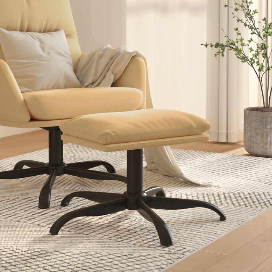 vidaXL Voetenbank 60x60x36 cm microvezelstof crèmekleurig afbeelding 1
