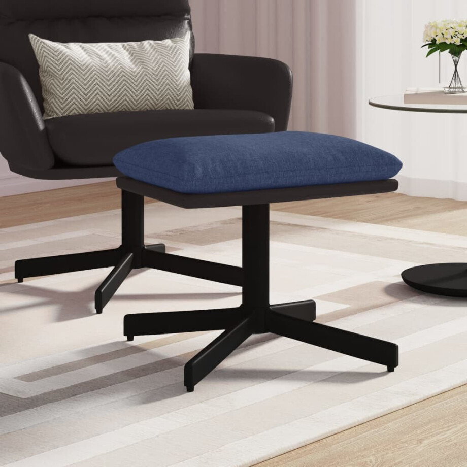 vidaXL Voetenbank 60x60x36 cm stof en kunstleer blauw afbeelding 1