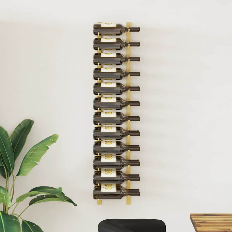 vidaXL Wijnrek voor 24 flessen wandmontage ijzer goudkleurig vidaXL Wijnrek voor 24 flessen wandmontage ijzer goudkleurig afbeelding 1