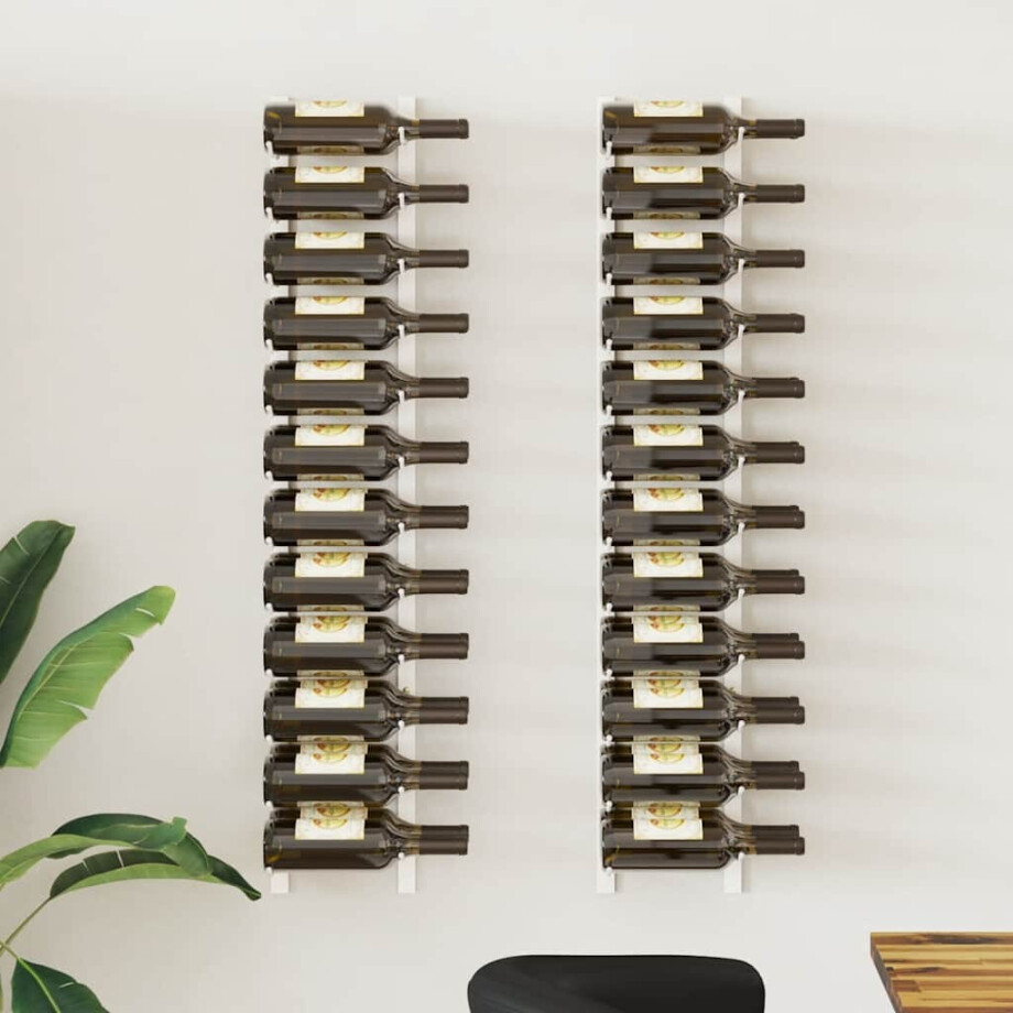 vidaXL Wijnrekken 2 st wandmontage voor 24 flessen ijzer wit afbeelding 1