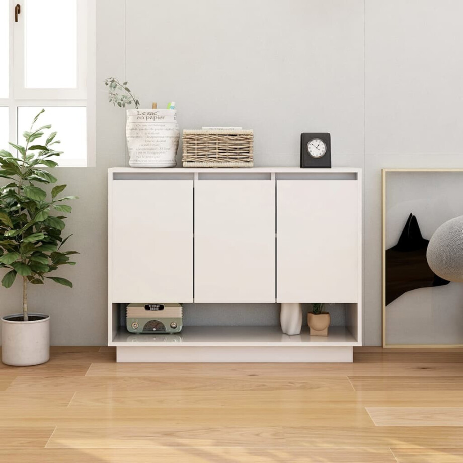vidaXL Dressoir 97x31x75 cm bewerkt hout wit afbeelding 1