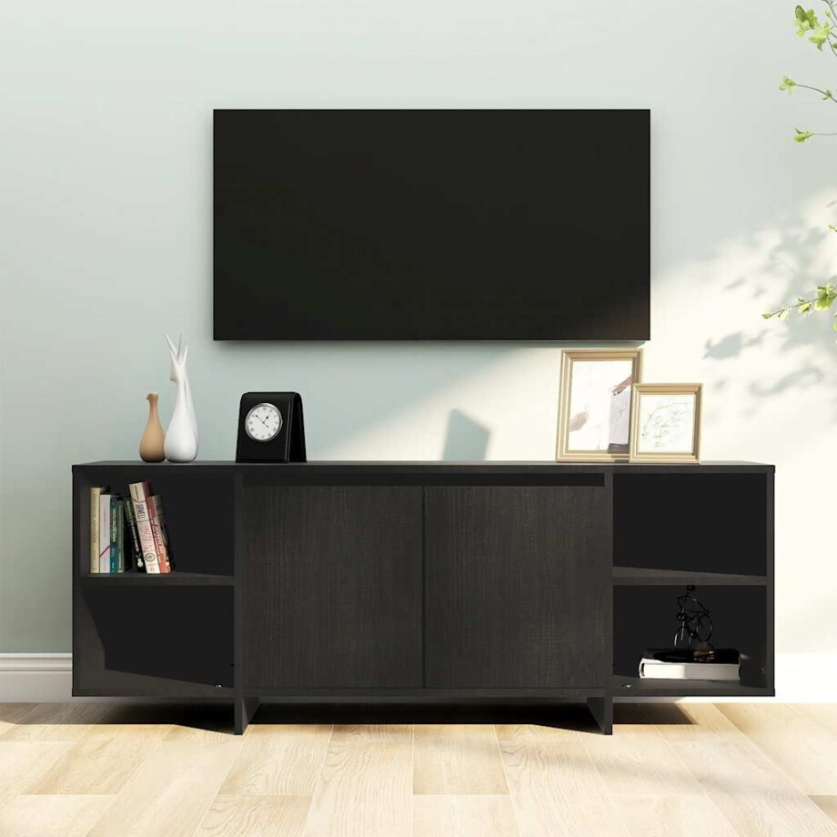 vidaXL Tv-meubel 130x35x50 cm bewerkt hout zwart afbeelding 1