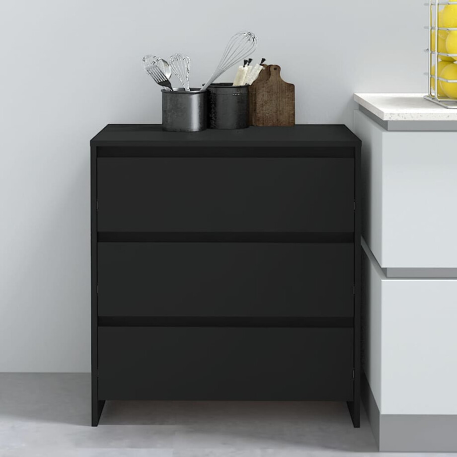 vidaXL Dressoir 70x41x75 cm bewerkt hout zwart afbeelding 1