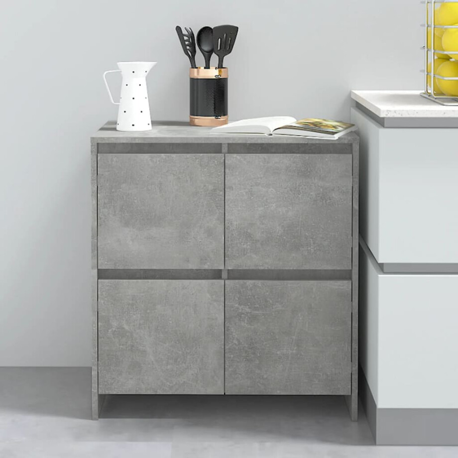 vidaXL Dressoir 70x41x75 cm bewerkt hout betongrijs vidaXL Dressoir 70x41x75 cm bewerkt hout betongrijs afbeelding 1