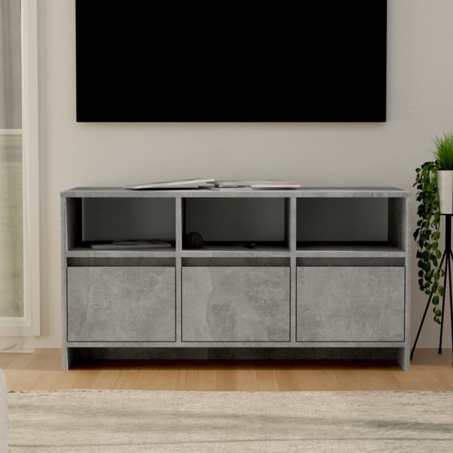 vidaXL Tv-meubel 102x37,5x52,5 cm bewerkt hout betongrijs vidaXL Tv-meubel 102x37,5x52,5 cm bewerkt hout betongrijs afbeelding 1