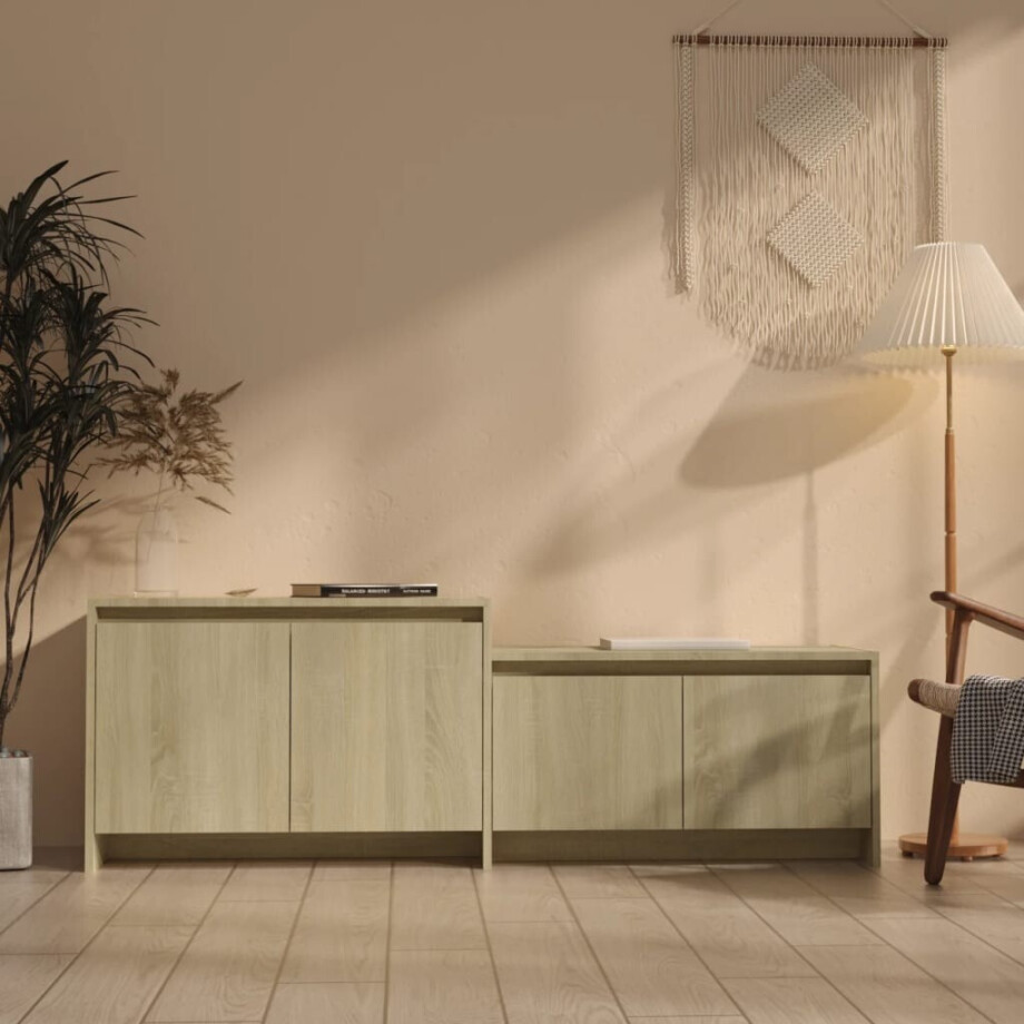 vidaXL Tv-meubel 146,5x35x50 cm bewerkt hout sonoma eikenkleurig vidaXL Tv-meubel 146,5x35x50 cm bewerkt hout sonoma eikenkleurig afbeelding 1
