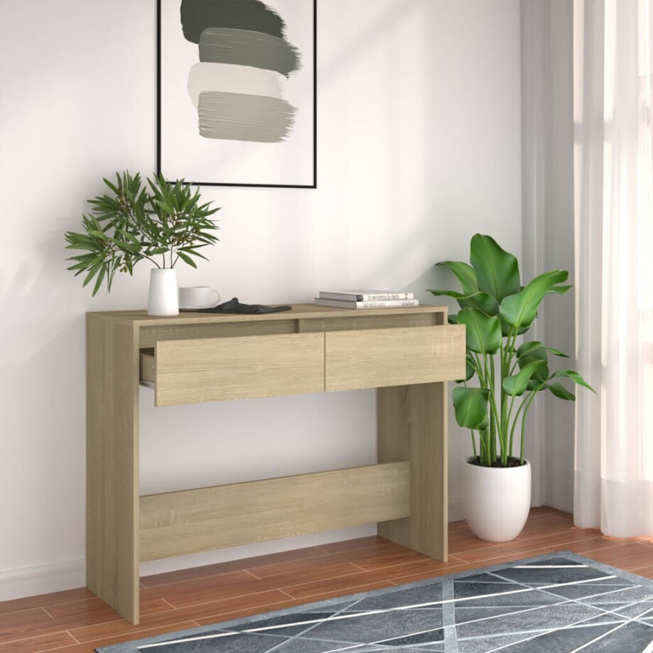 vidaXL Wandtafel 100x35x76,5 cm bewerkt hout sonoma eikenkleurig vidaXL Wandtafel 100x35x76,5 cm bewerkt hout sonoma eikenkleurig afbeelding 1