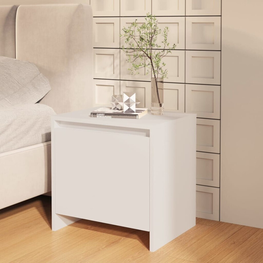 vidaXL Nachtkastje 45x34x44,5 cm bewerkt hout wit afbeelding 1