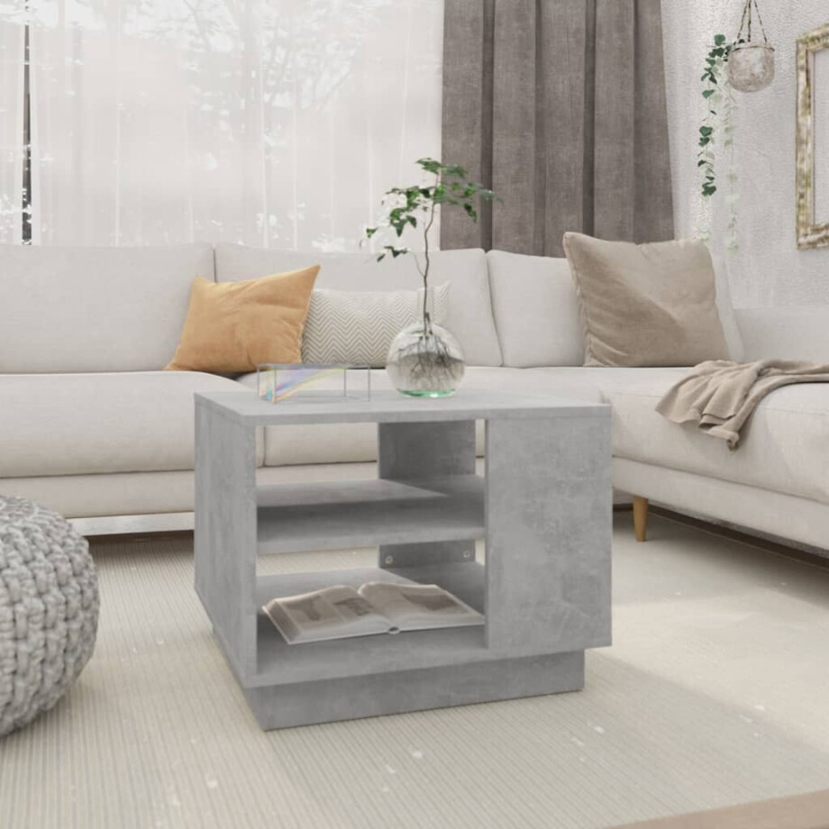 vidaXL Salontafel 55x55x43 cm bewerkt hout betongrijs vidaXL Salontafel 55x55x43 cm bewerkt hout betongrijs afbeelding 1
