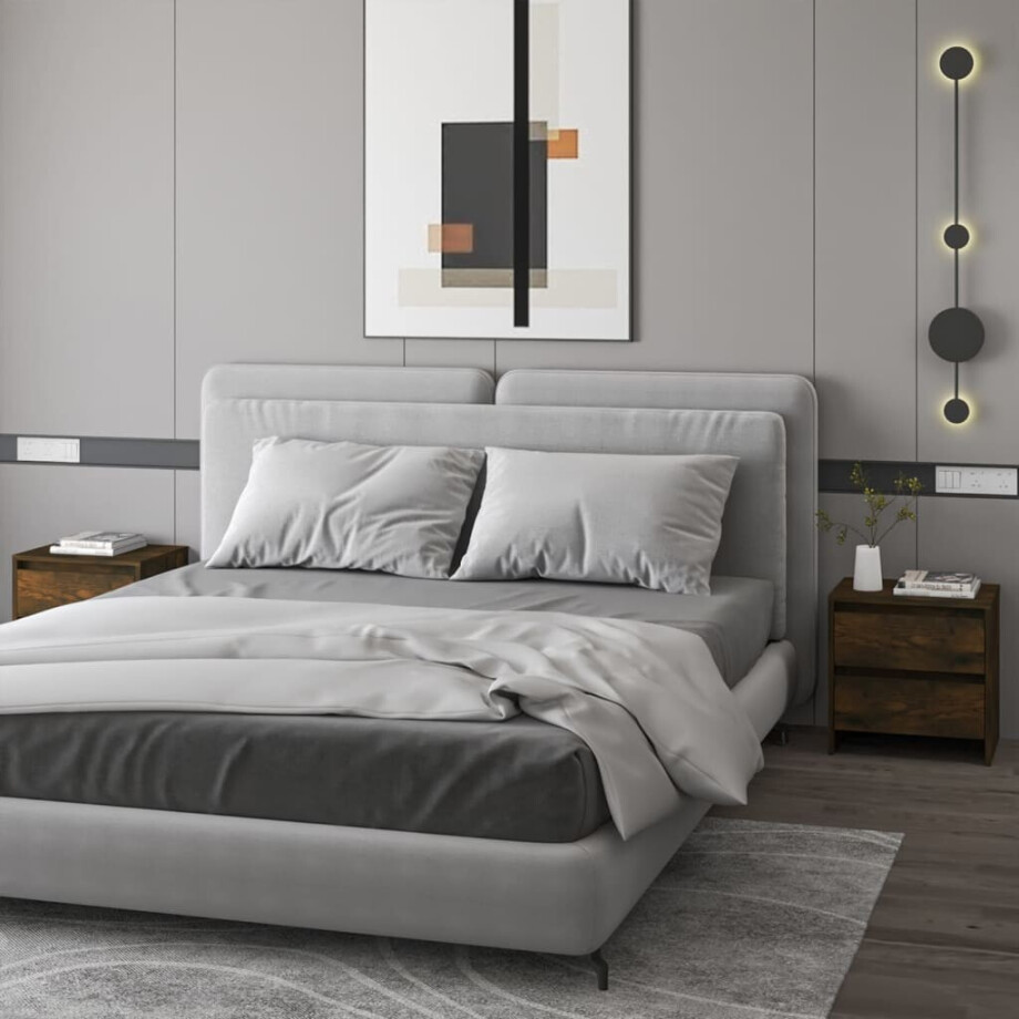 vidaXL Nachtkastjes 2 st 45x34,5x44,5 cm bewerkt hout gerookt eiken vidaXL Nachtkastjes 2 st 45x34,5x44,5 cm bewerkt hout gerookt eiken afbeelding 1