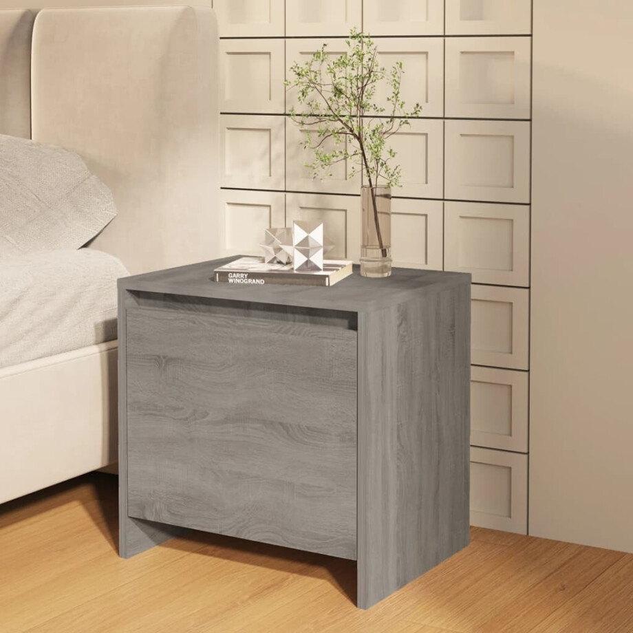 vidaXL Nachtkastje 45x34x44,5 cm bewerkt hout grijs sonoma eikenkleur afbeelding 1