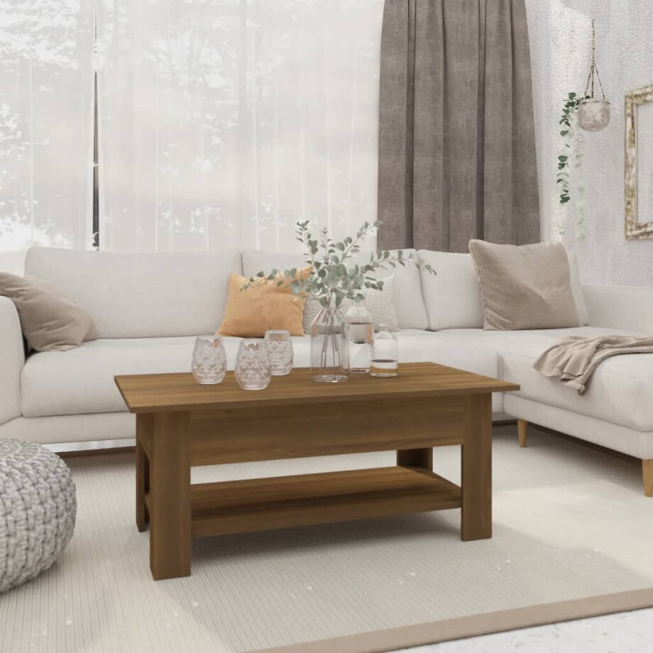 vidaXL Salontafel 102x55x42 cm bewerkt hout bruin eikenkleur afbeelding 1