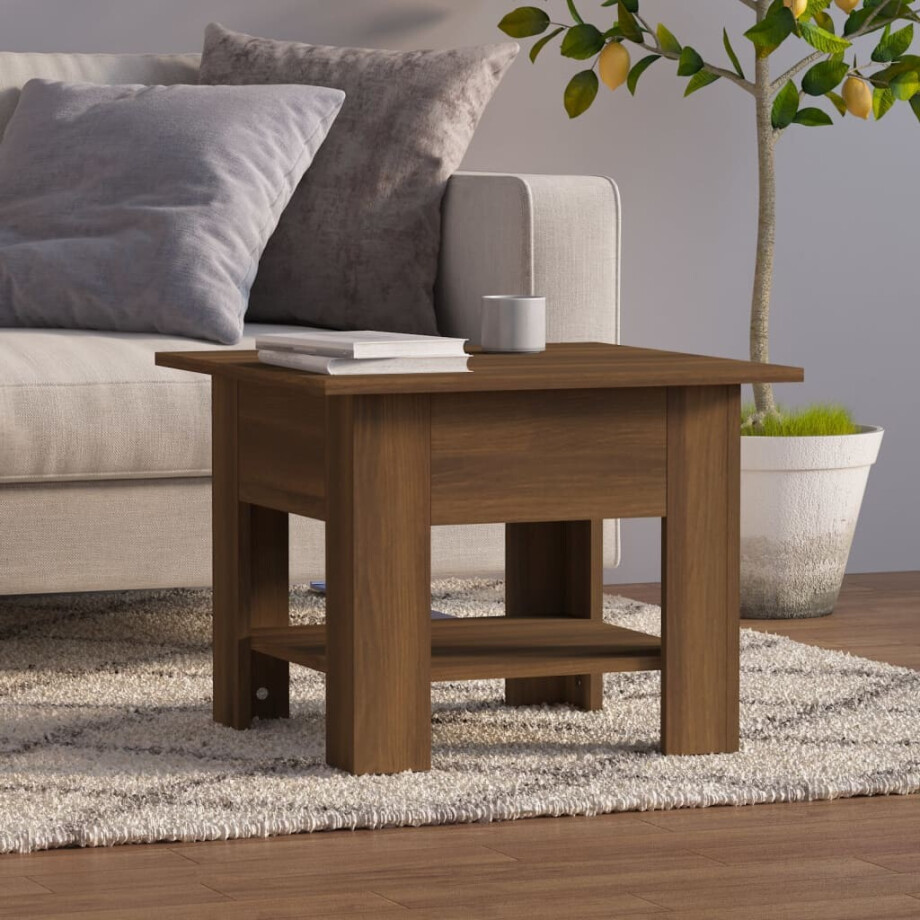 vidaXL Salontafel 55x55x42 cm spaanplaat bruin eikenkleur afbeelding 1