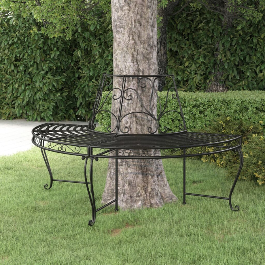 vidaXL Boombank halfrond Ø160 cm staal zwart afbeelding 1