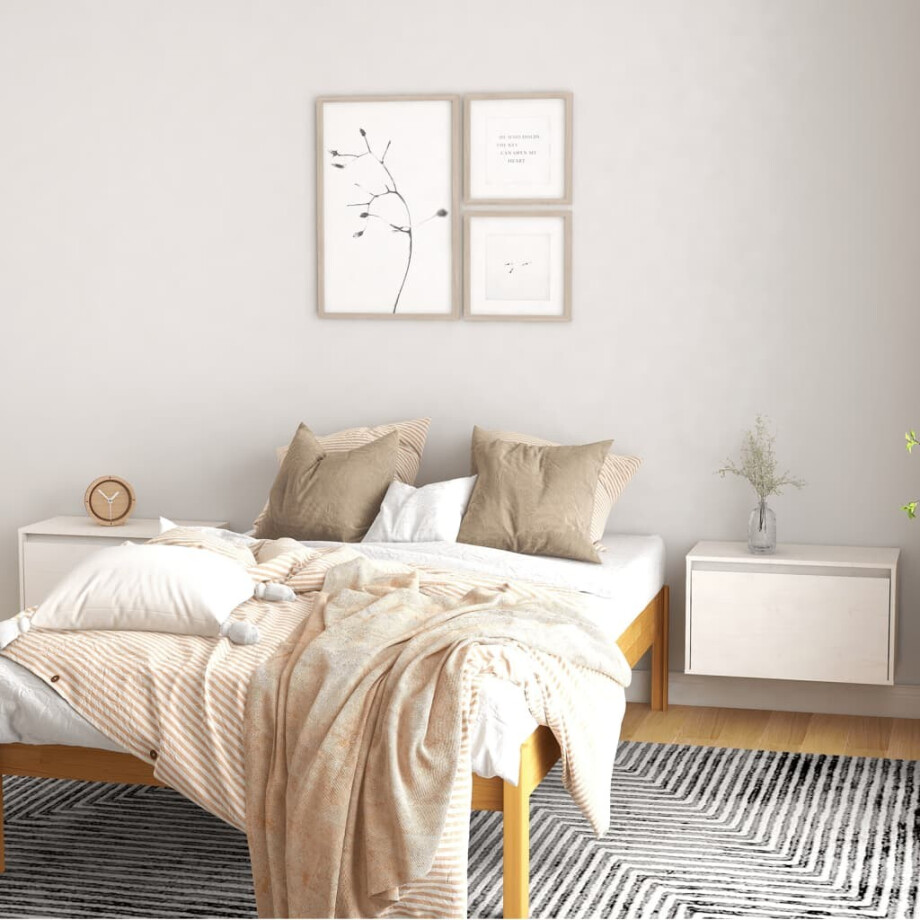 vidaXL Wandkasten 2 st 60x30x35 cm massief grenenhout wit afbeelding 1
