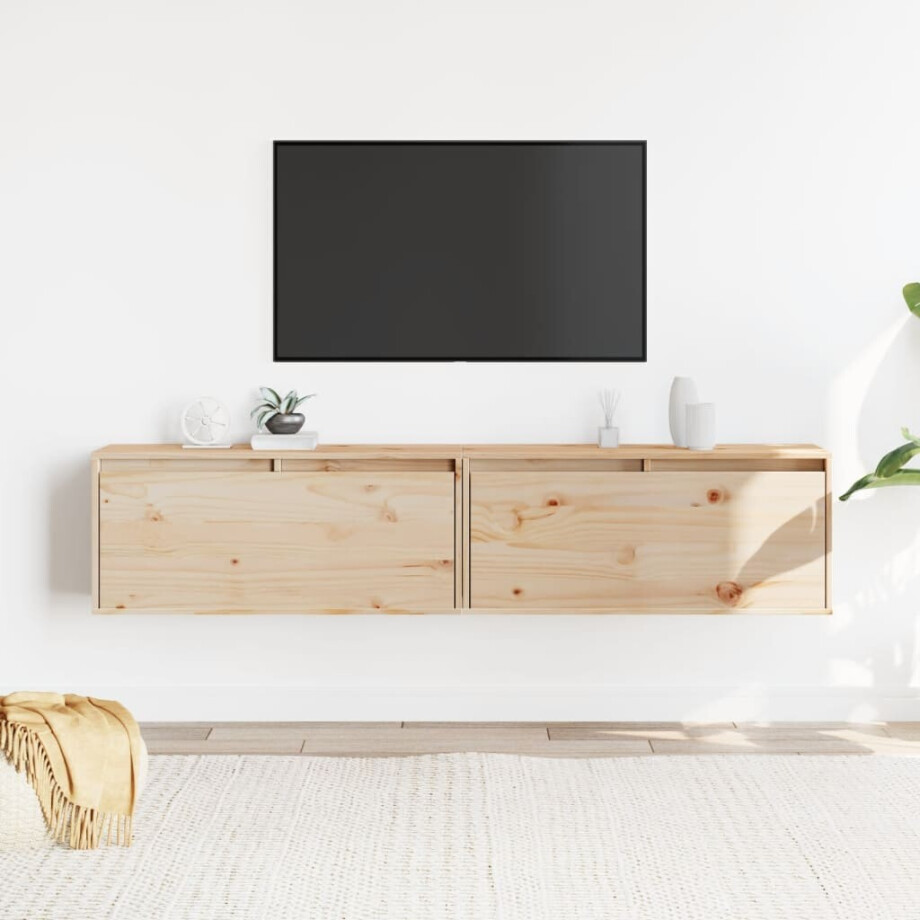 vidaXL Wandkasten 2 st 80x30x35 cm massief grenenhout afbeelding 1