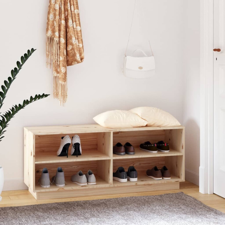 vidaXL Schoenenkast 110x34x45 cm massief grenenhout afbeelding 1