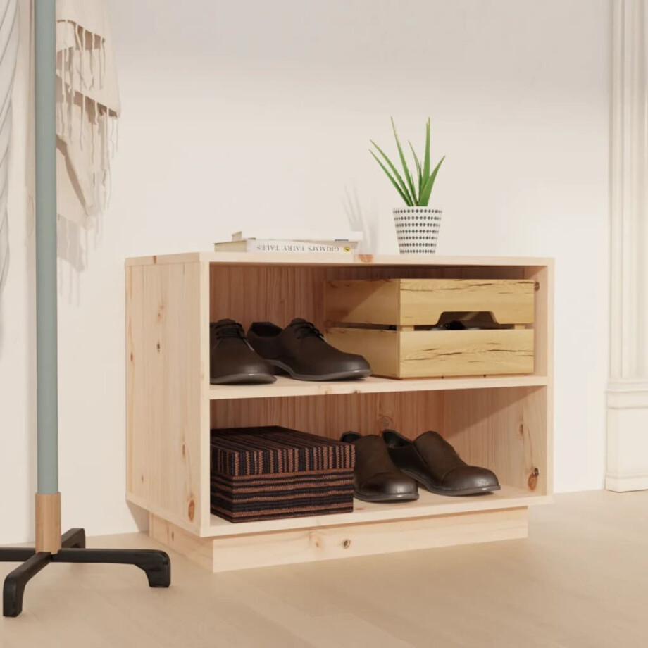 vidaXL Schoenenkast 60x34x45 cm massief grenenhout afbeelding 1