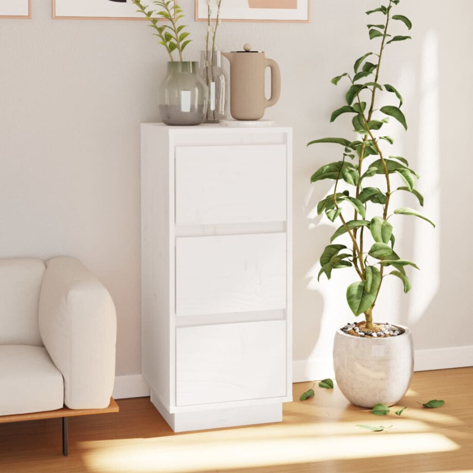 vidaXL Dressoir 32x34x75 cm massief grenenhout wit afbeelding 1