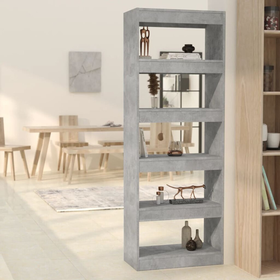 vidaXL Boekenkast/kamerscherm 60x30x166 cm bewerkt hout betongrijs afbeelding 1
