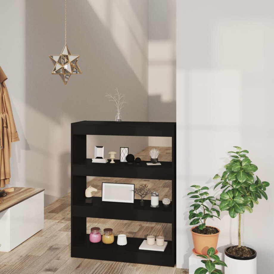 vidaXL Boekenkast/kamerscherm 80x30x103 cm bewerkt hout zwart vidaXL Boekenkast/kamerscherm 80x30x103 cm bewerkt hout zwart afbeelding 1