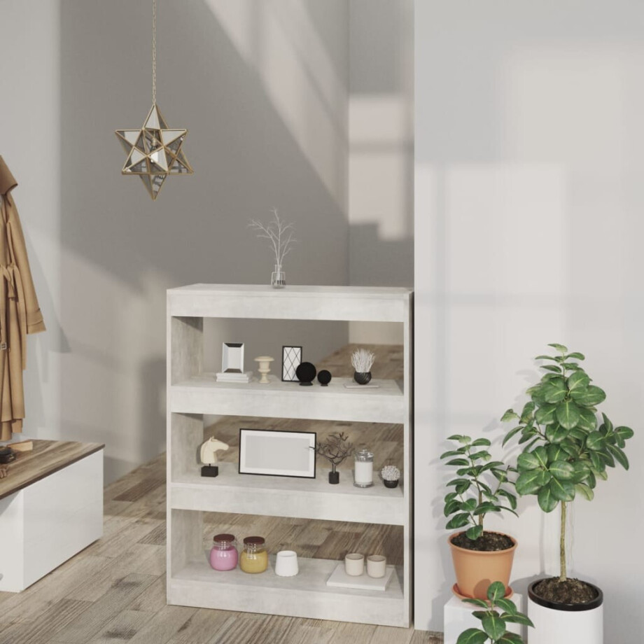 vidaXL Boekenkast/kamerscherm 80x30x103 cm bewerkt hout betongrijs afbeelding 1