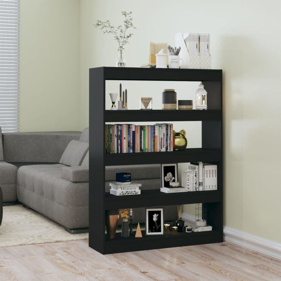 vidaXL Boekenkast/kamerscherm 100x30x135 cm zwart afbeelding 1