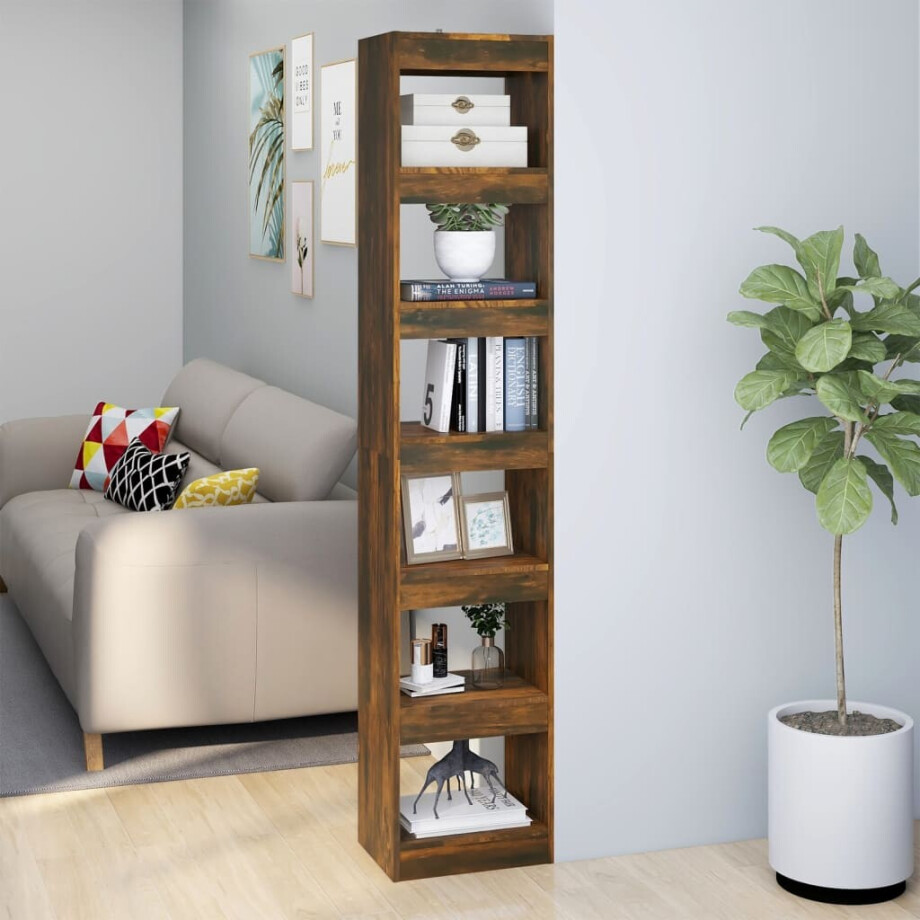 vidaXL Boekenkast/kamerscherm 40x30x198 cm gerookt eikenkleurig afbeelding 1