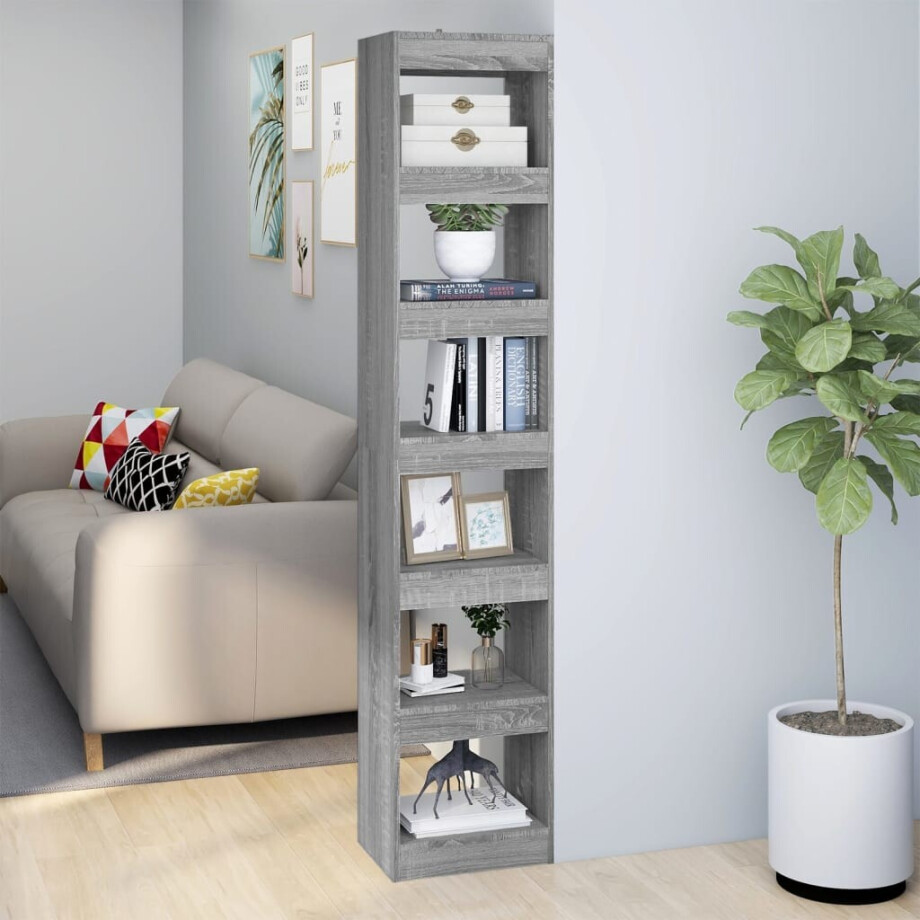 vidaXL Boekenkast/kamerscherm 40x30x198 cm grijs sonoma eikenkleurig vidaXL Boekenkast/kamerscherm 40x30x198 cm grijs sonoma eikenkleurig afbeelding 1