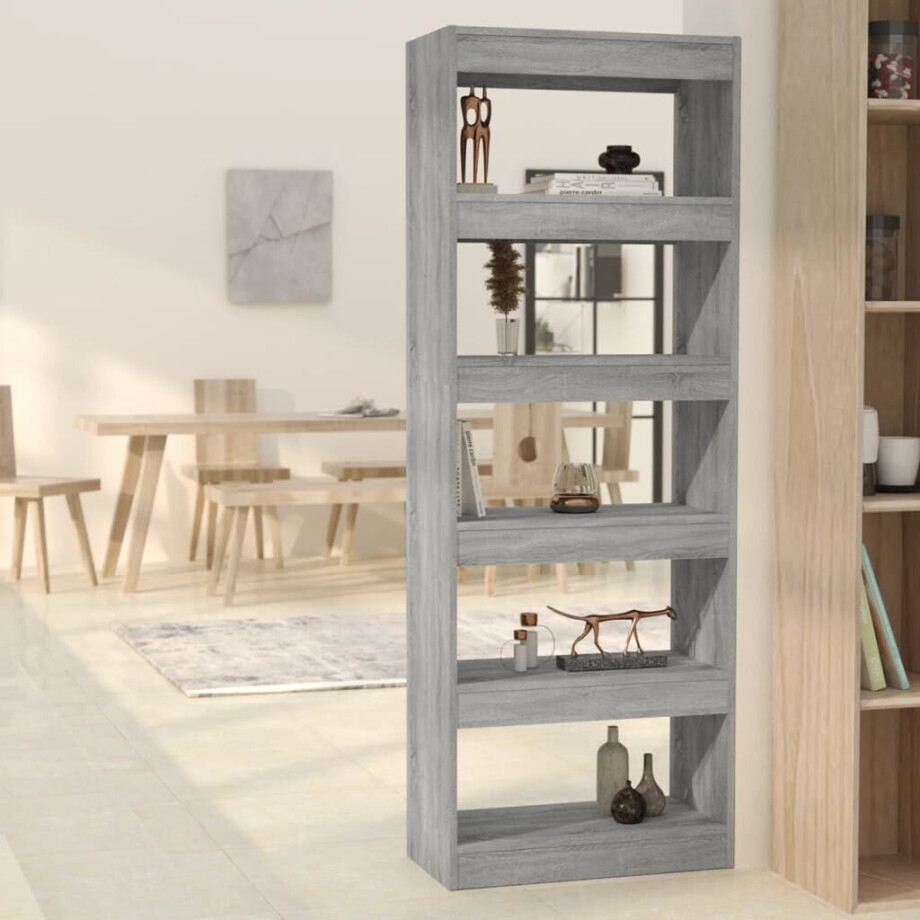 vidaXL Boekenkast/kamerscherm 60x30x166 cm bewerkt hout grijs sonoma afbeelding 1