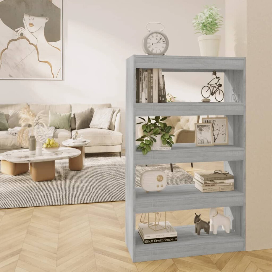 vidaXL Boekenkast/kamerscherm 80x30x135 cm bewerkt hout grijs sonoma afbeelding 1