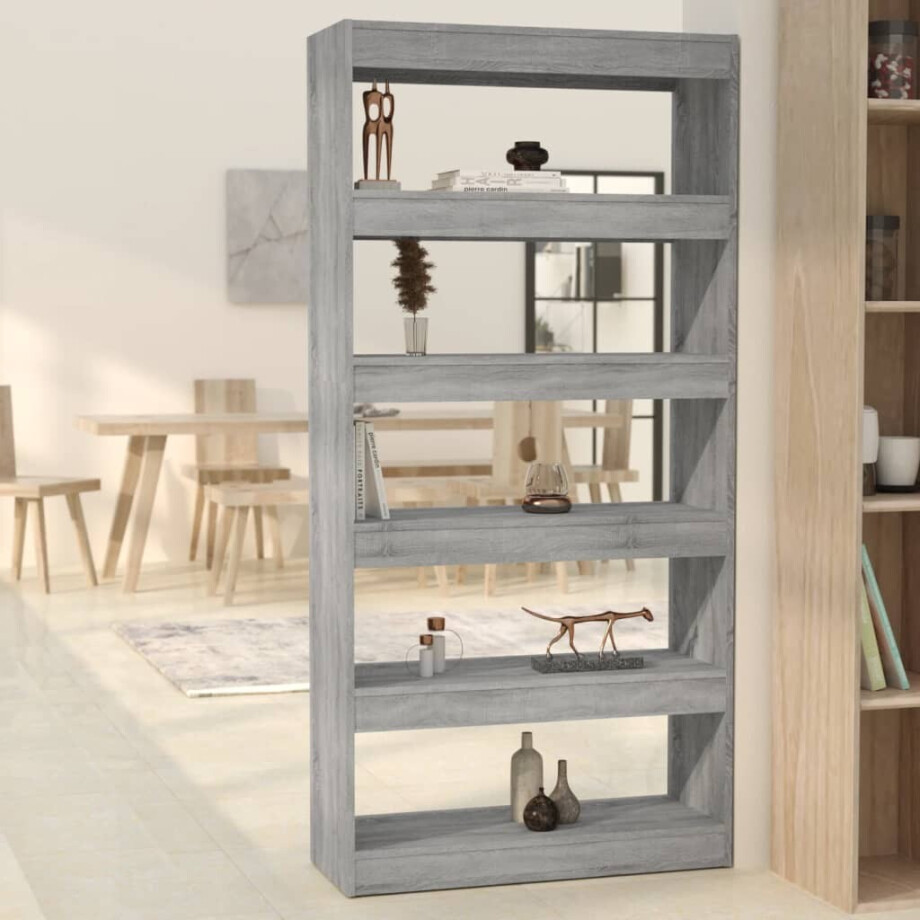 vidaXL Boekenkast/kamerscherm 80x30x166 cm bewerkt hout grijs sonoma afbeelding 1