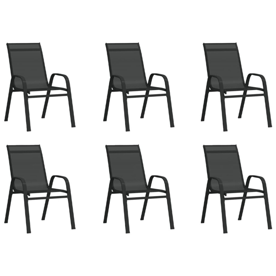 vidaXL Tuinstoelen stapelbaar 6 st textileen stof zwart afbeelding 1