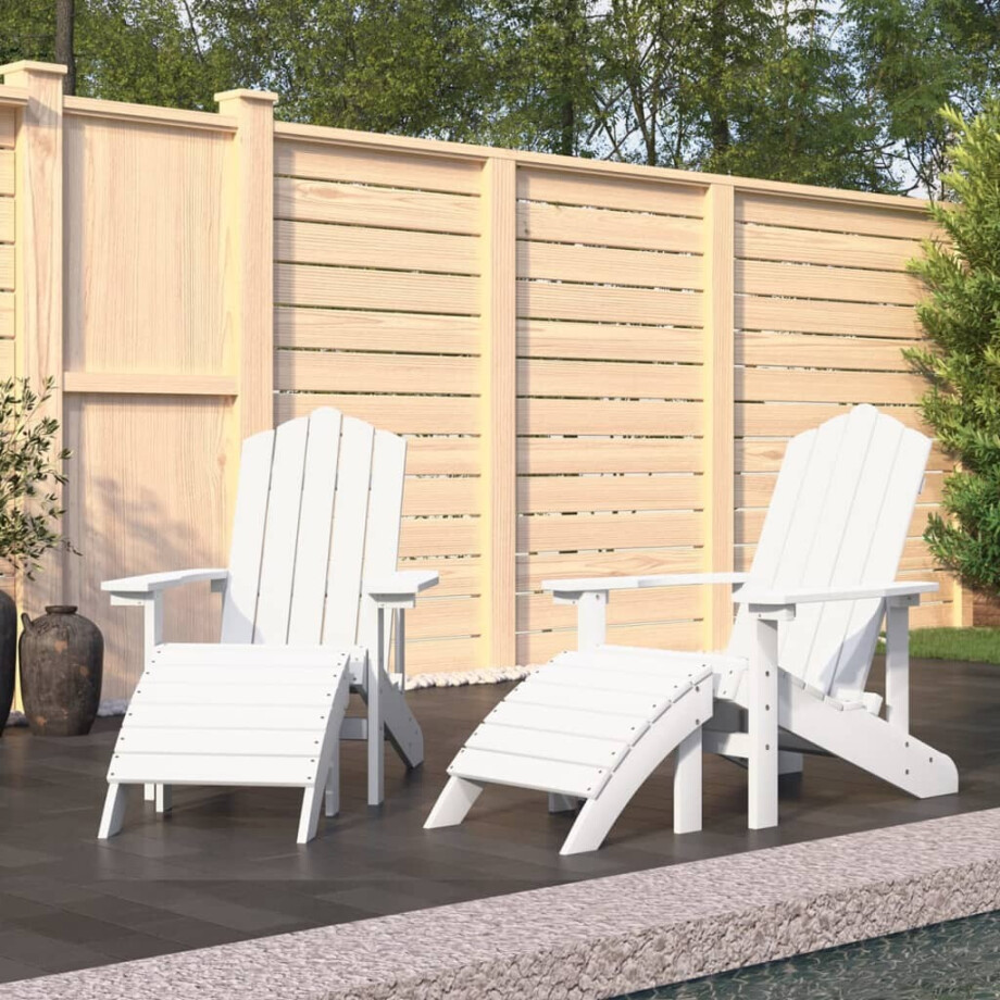 vidaXL Tuinstoelen 2 st Adirondack met voetensteunen HDPE wit afbeelding 1
