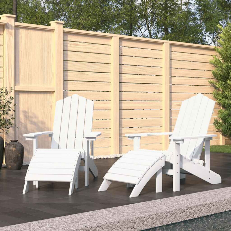 vidaXL Tuinstoelen 2 st Adirondack met voetensteunen HDPE wit afbeelding 1