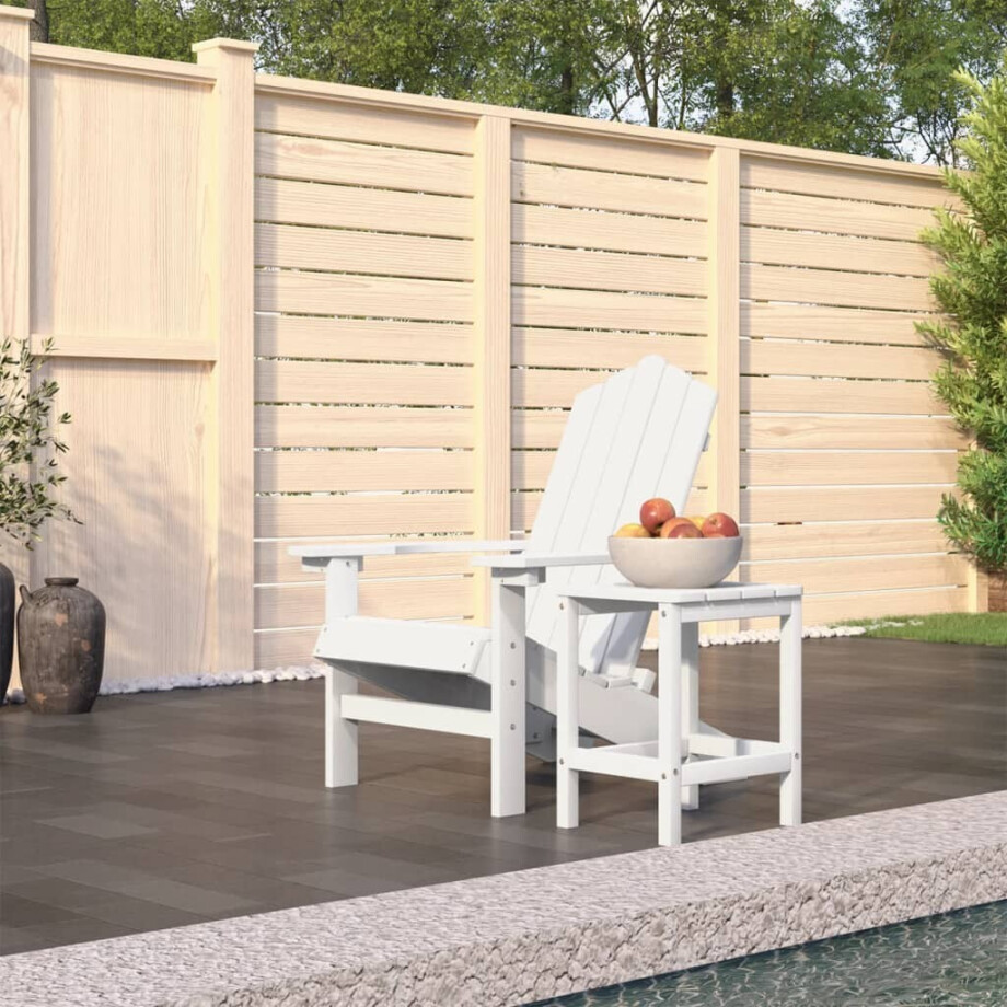 vidaXL Tuinstoel Adirondack met tafel HDPE wit afbeelding 1