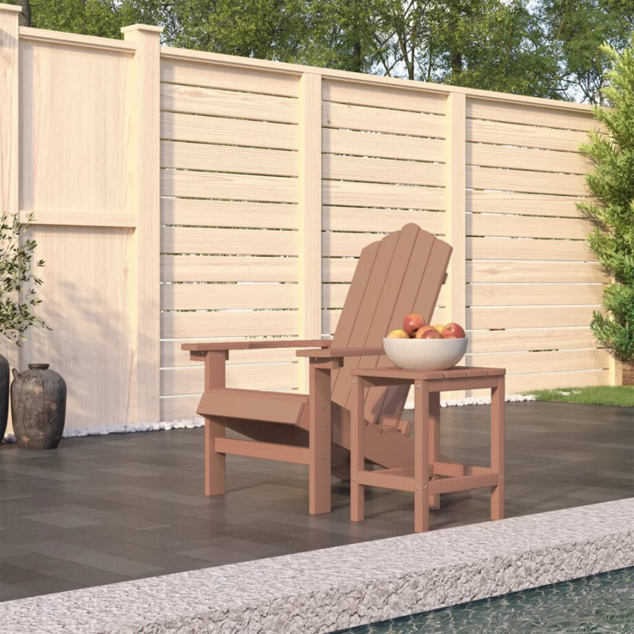 vidaXL Tuinstoel Adirondack met tafel HDPE bruin afbeelding 1