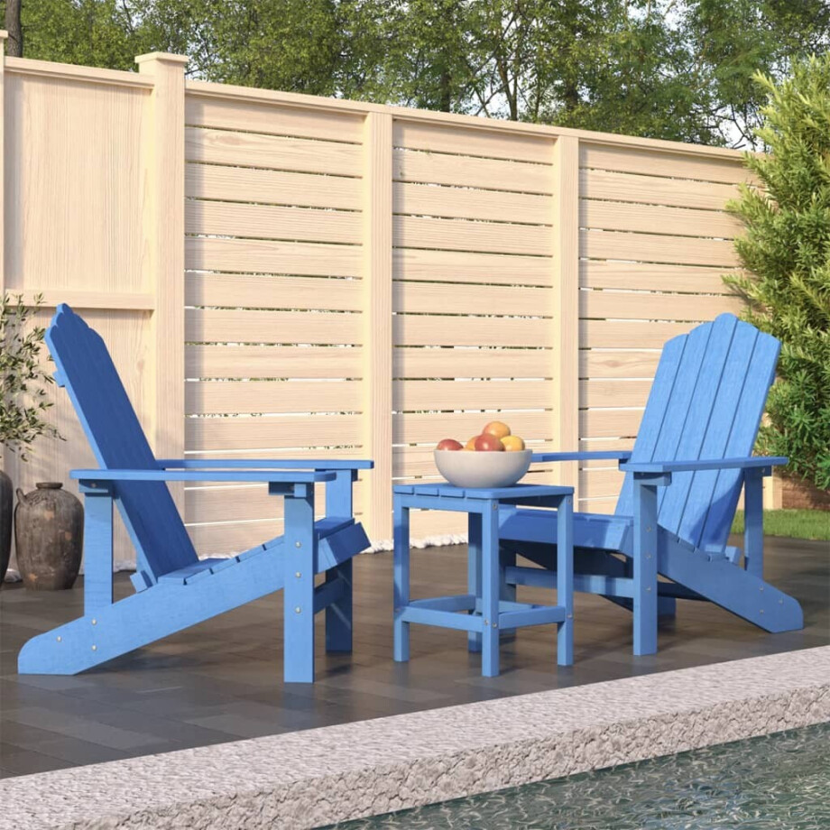 vidaXL Tuinstoelen Adirondack met tafel HDPE aquablauw afbeelding 1
