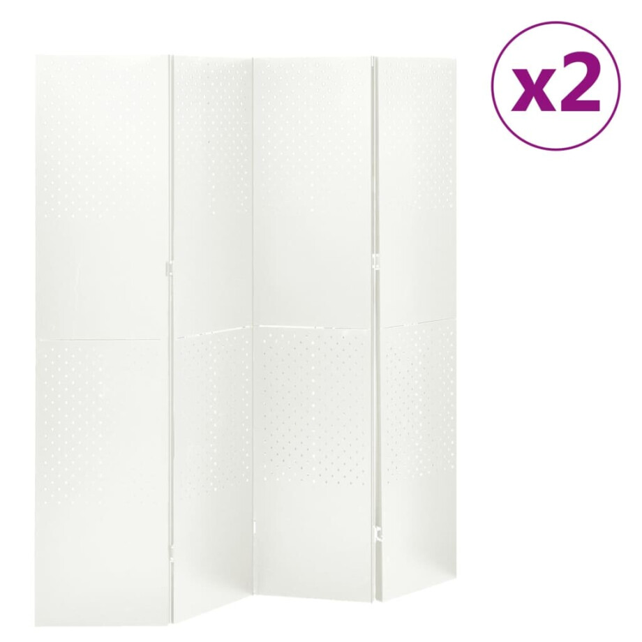 vidaXL Kamerschermen 2 st met 4 panelen 160x180 cm staal wit afbeelding 1