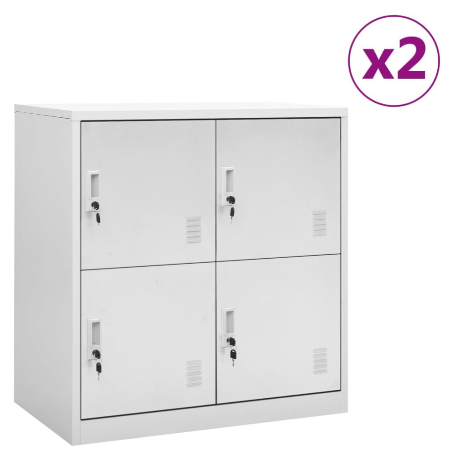 vidaXL Lockerkasten 2 st 90x45x92,5 cm staal lichtgrijs afbeelding 1