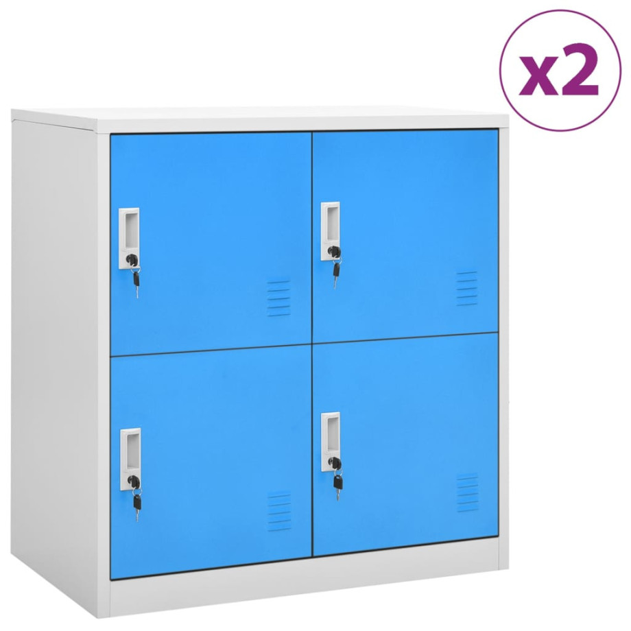 vidaXL Lockerkasten 2 st 90x45x92,5 cm staal lichtgrijs en blauw afbeelding 1