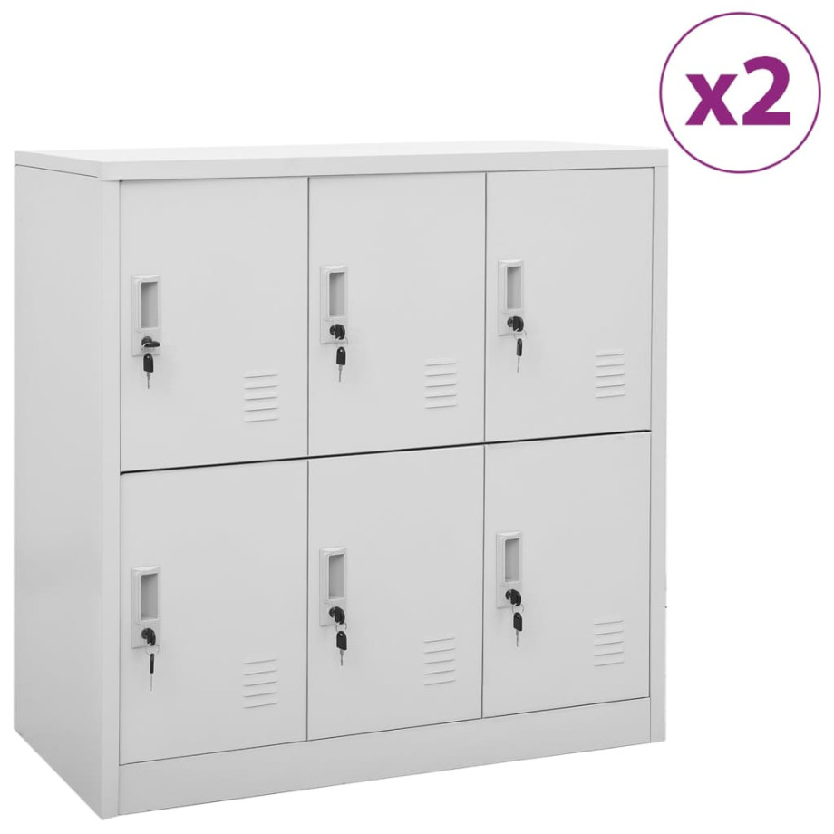 vidaXL Lockerkasten 2 st 90x45x92,5 cm staal lichtgrijs afbeelding 1