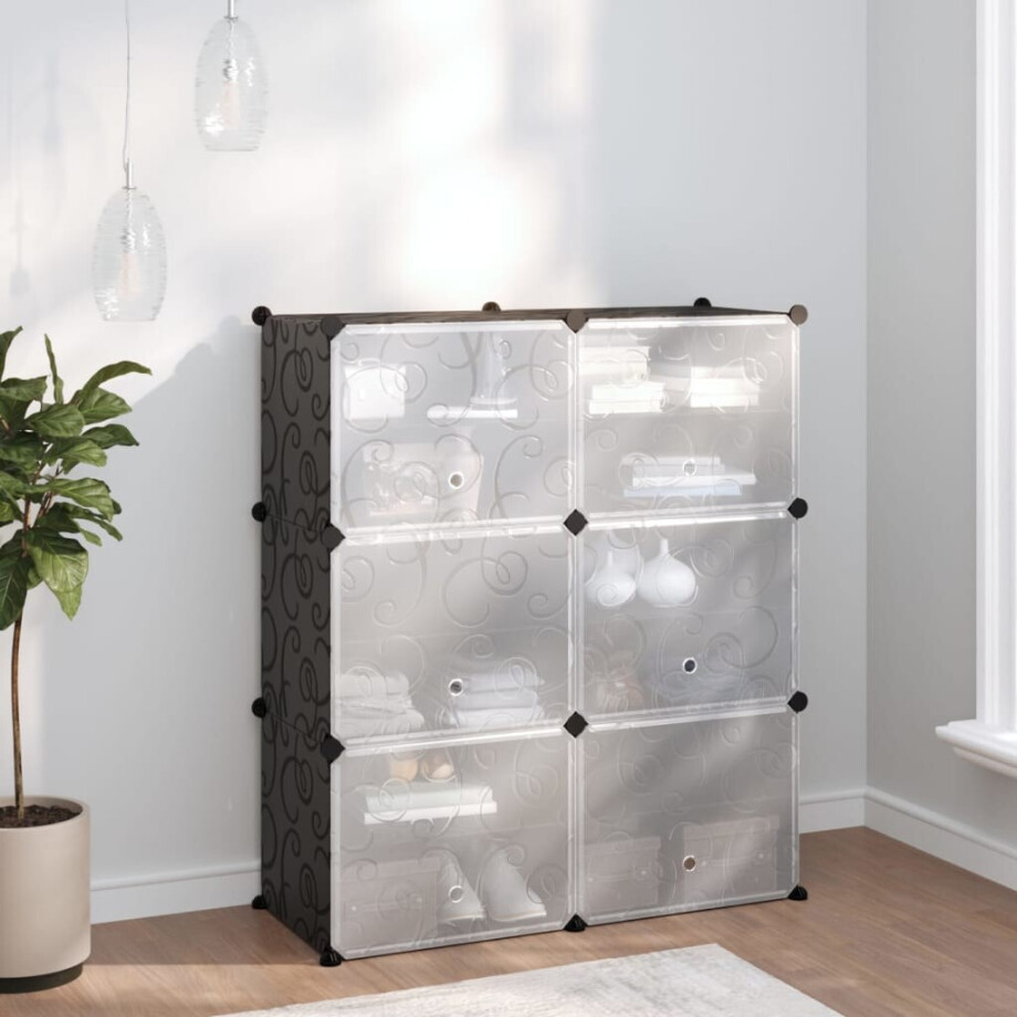 vidaXL Schoenenrek 84,5x31x93,5 cm polypropeen zwart vidaXL Schoenenrek 84,5x31x93,5 cm polypropeen zwart afbeelding 1