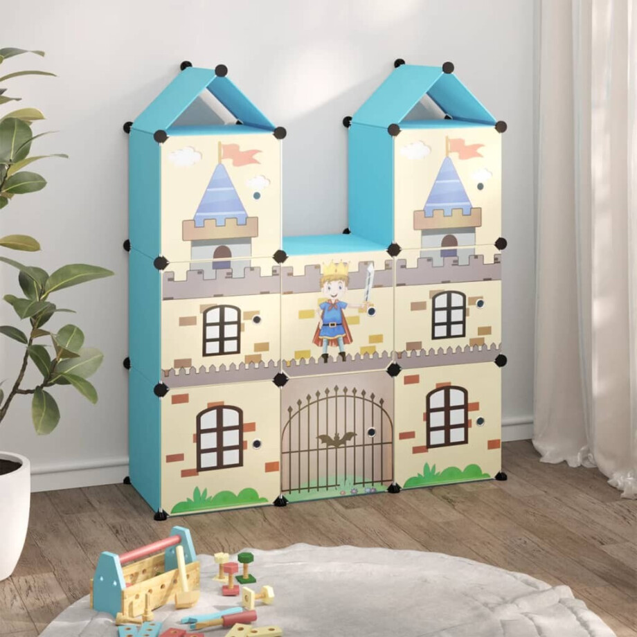 vidaXL Kinderopbergmeubel met 8 vakken polypropeen blauw afbeelding 1