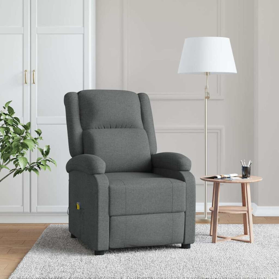 vidaXL Massagestoel stof donkergrijs vidaXL Massagestoel stof donkergrijs afbeelding 1