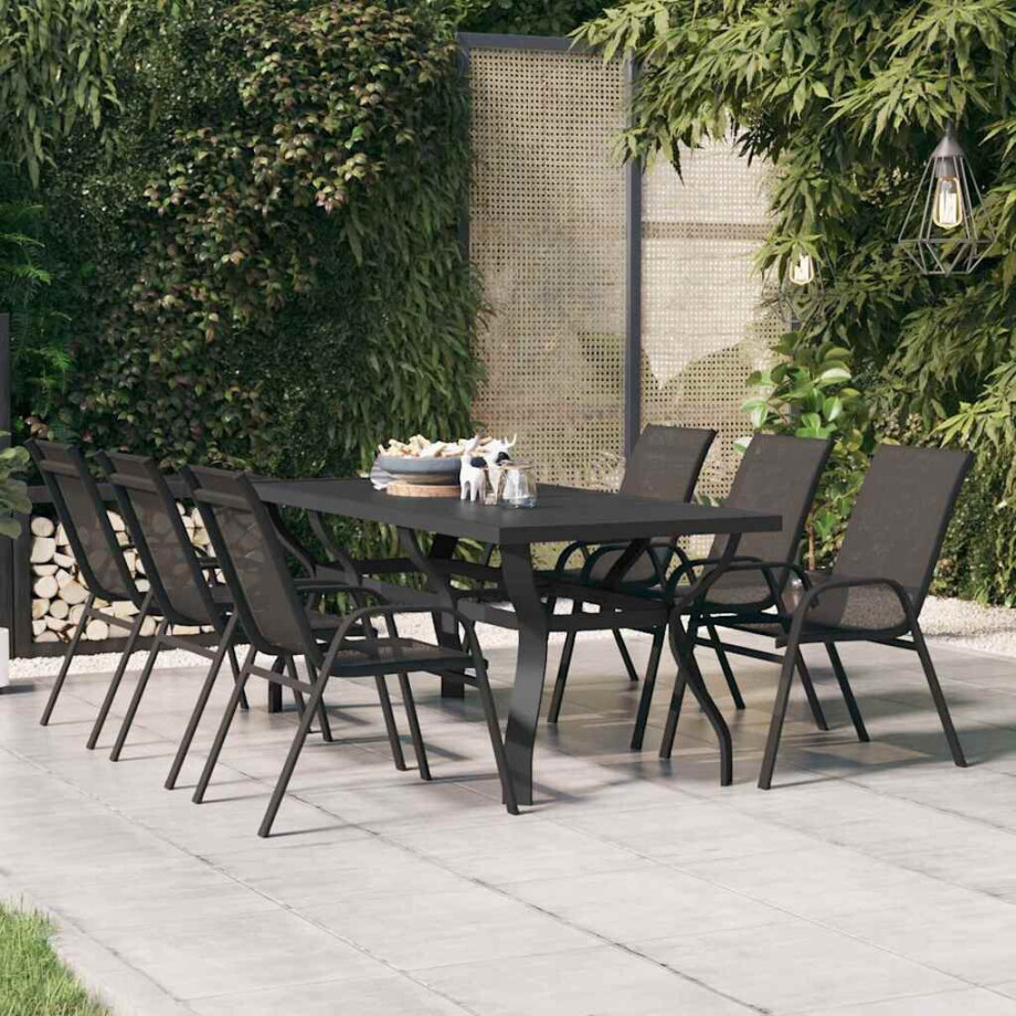 vidaXL Tuintafel 180x80x70 cm staal en glas zwart vidaXL Tuintafel 180x80x70 cm staal en glas zwart afbeelding 1