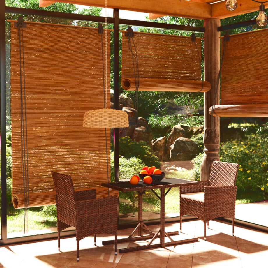 vidaXL 3-delige Tuinset poly rattan en gehard glas bruin afbeelding 1